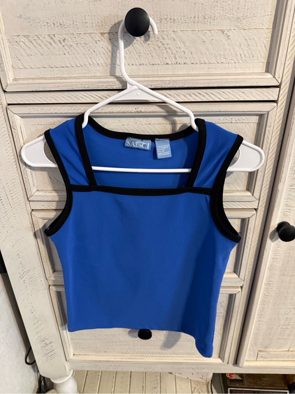 Saeci Blue Tank Top with Black Trim - Women's